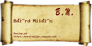 Bárd Milán névjegykártya
